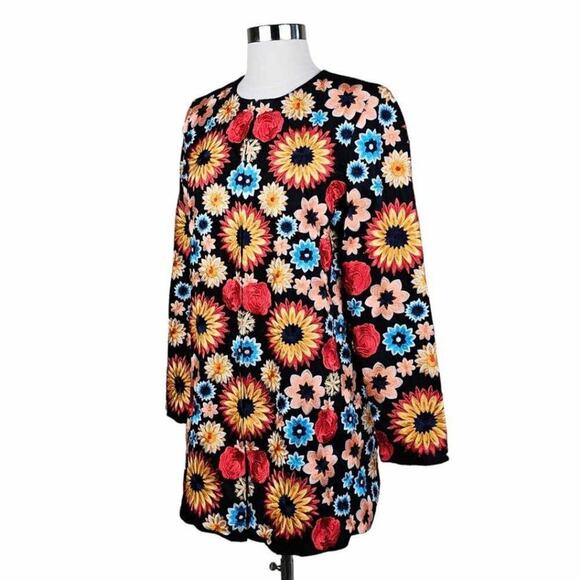 New Alice + Olivia Rory Multicolor Floral Embroidered Long Jacket Coat Size M - Picture 8 of 16
